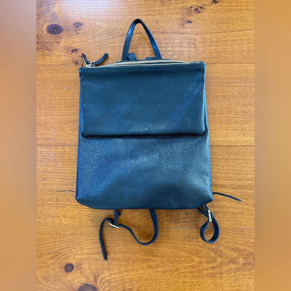 Clare V Black Leather Backpack